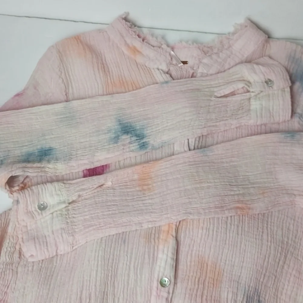 Free People Happiest Morning Button Down Dress Linen Cotton Medium